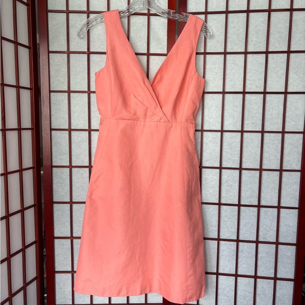 J. Crew Coral V-Neck Midi Dress